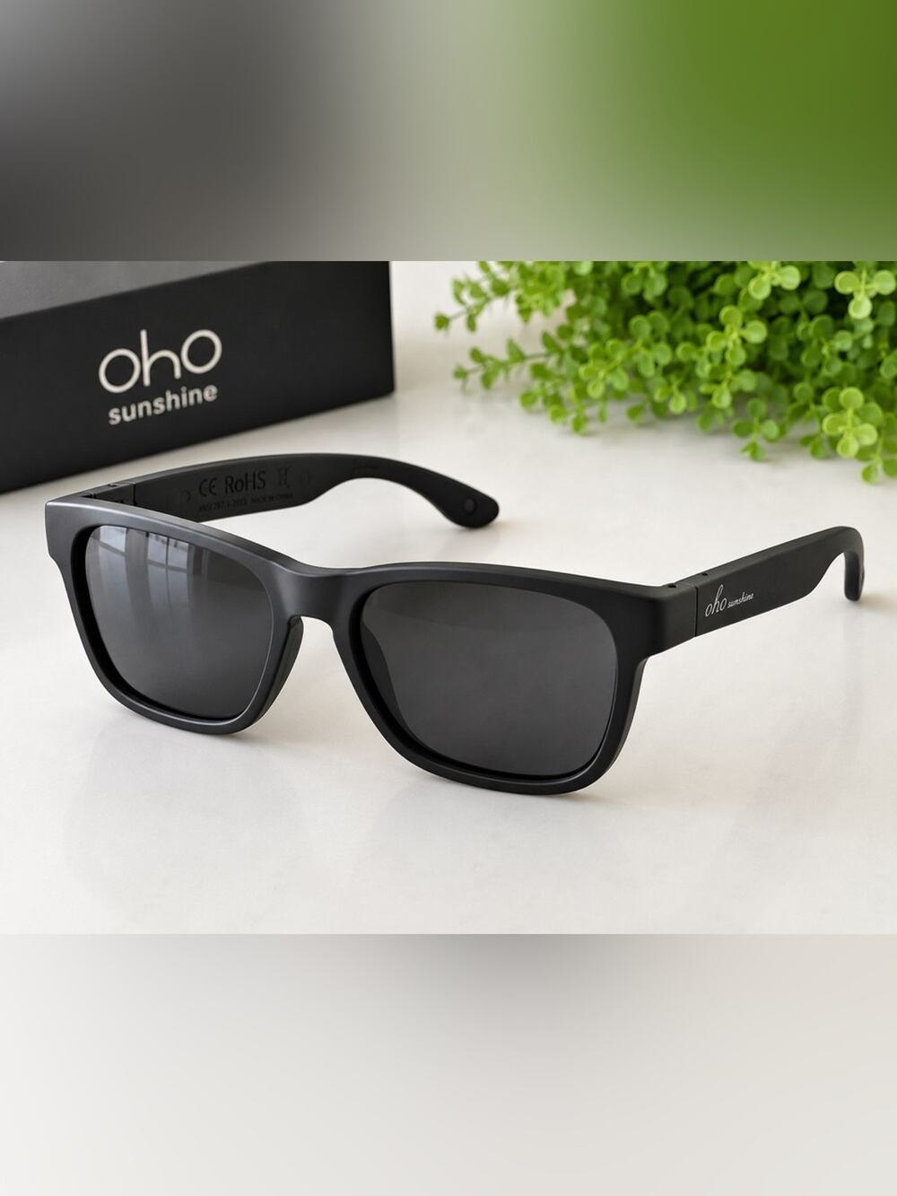 OHO Sunshine Smart Audio Bluetooth Sunglasses Black UV400 Open Ear Glasses